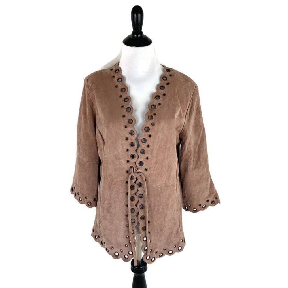 Linea by Louis Dell'Olia S Small Suede Jacket Eyelet Grommet Details Leather